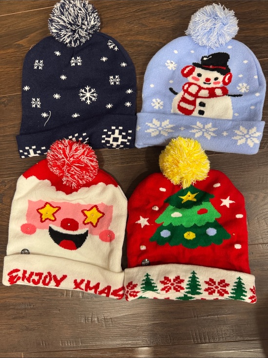 Other - Holiday Pom-Pom Beanie Hats - Red, Blue, Navy, White 4 piece